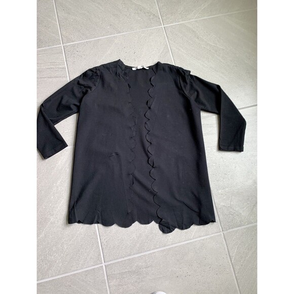 Necessary Objects Black Scalloped Cardigan Sweater XS - Picture 2 of 5